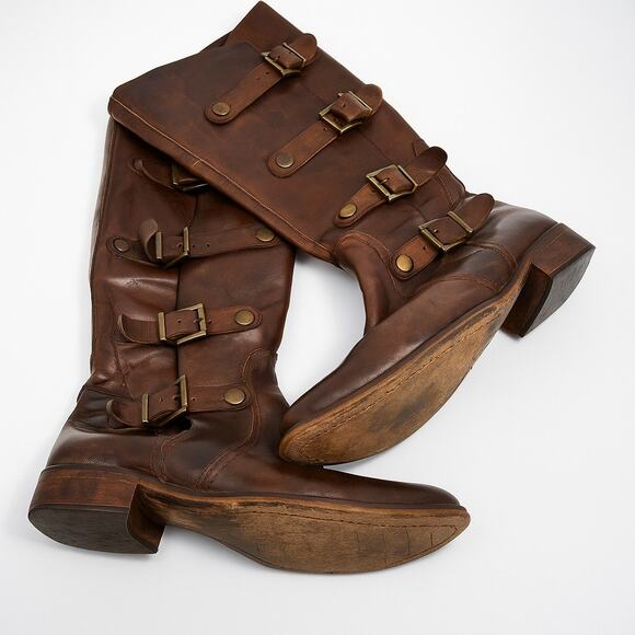 Kenneth Cole Ride & Seek Buckle Knee High Leather Equestrian Boots - Picture 2 of 7